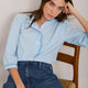 Francine Blouse - Blue/Ivory Stripe