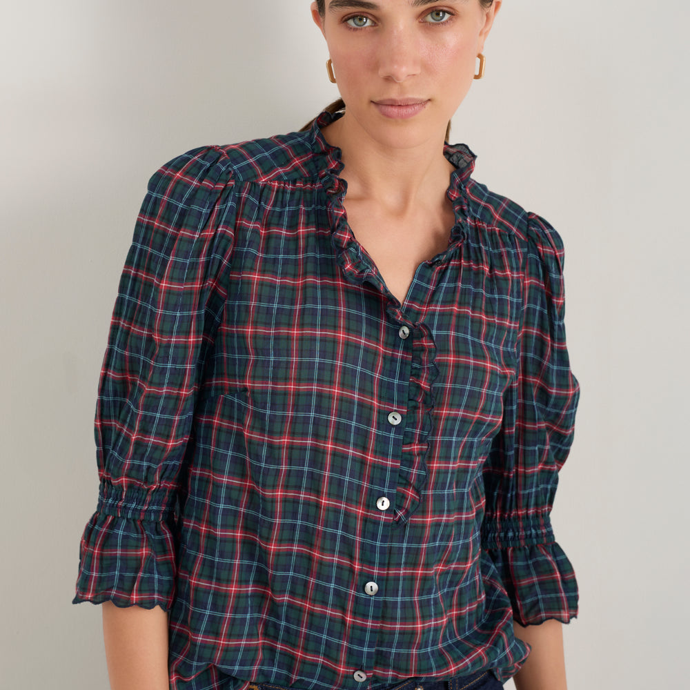 Frankie Blouse - Midnight/Evergreen Check
