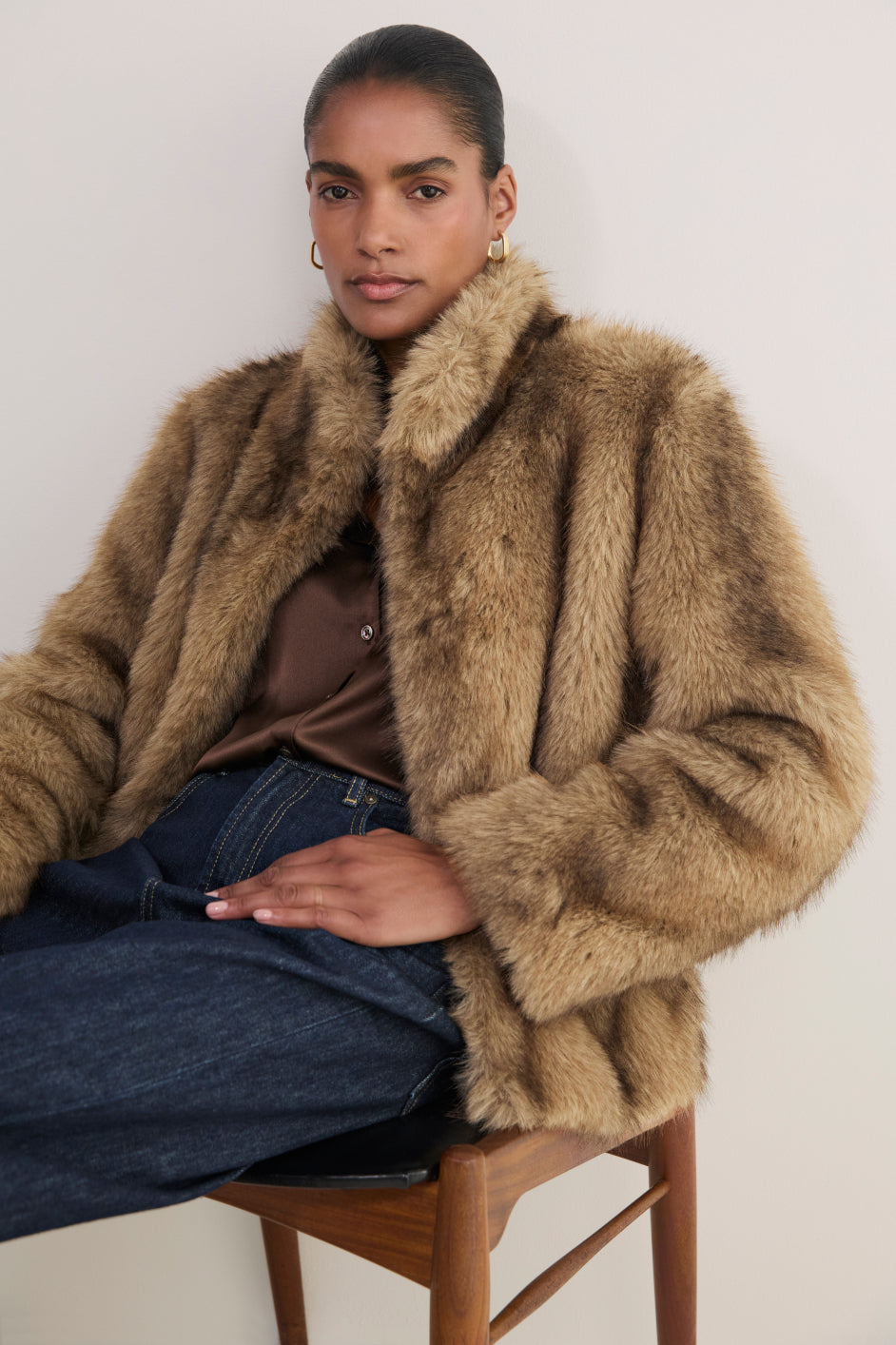 Frankie Faux Fur Jacket - Oatmeal