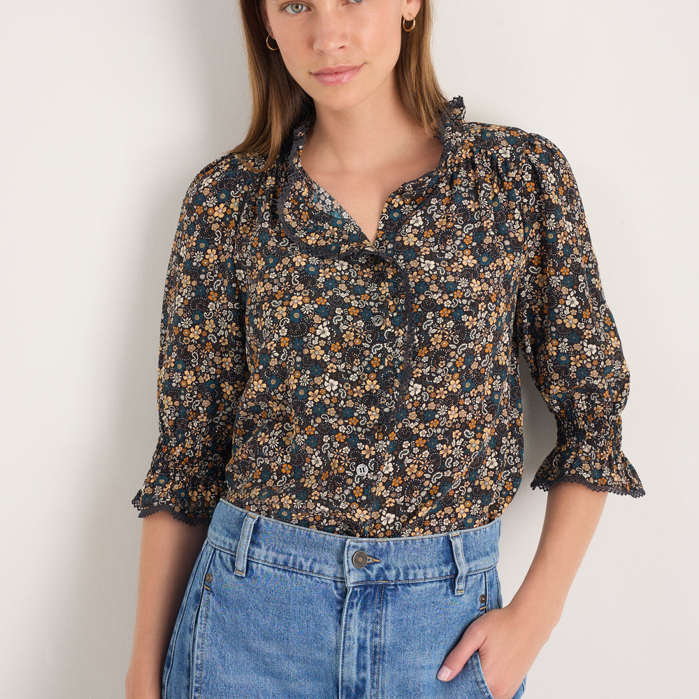 Frankie Silk Blouse - Retro Floral Scarf