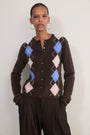 Frida Argyle Cardigan - Chocolate Multi
