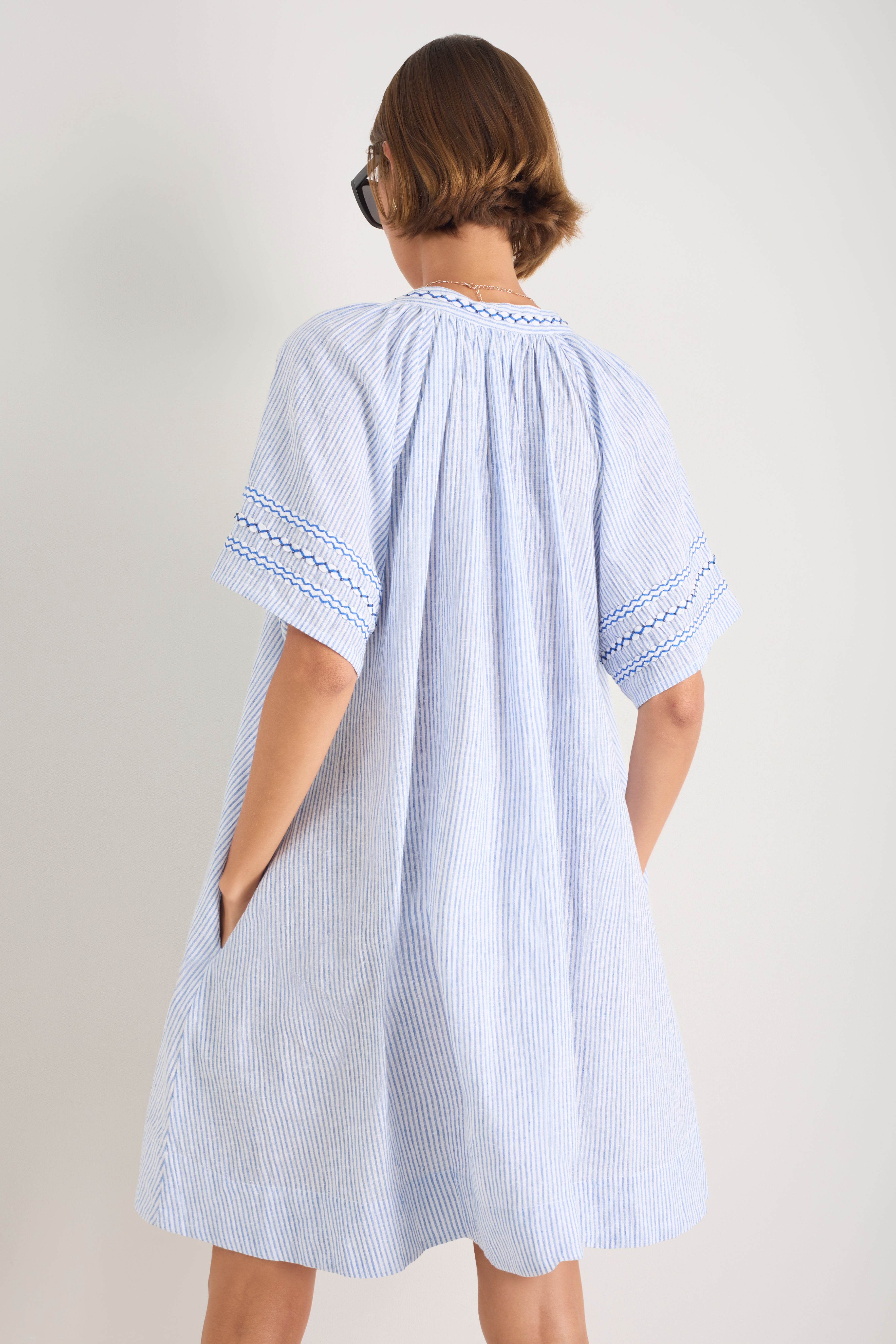 Georgie Dress - Blue/Ivory Stripe