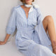 Georgina Dress - Blue/Ivory Stripe