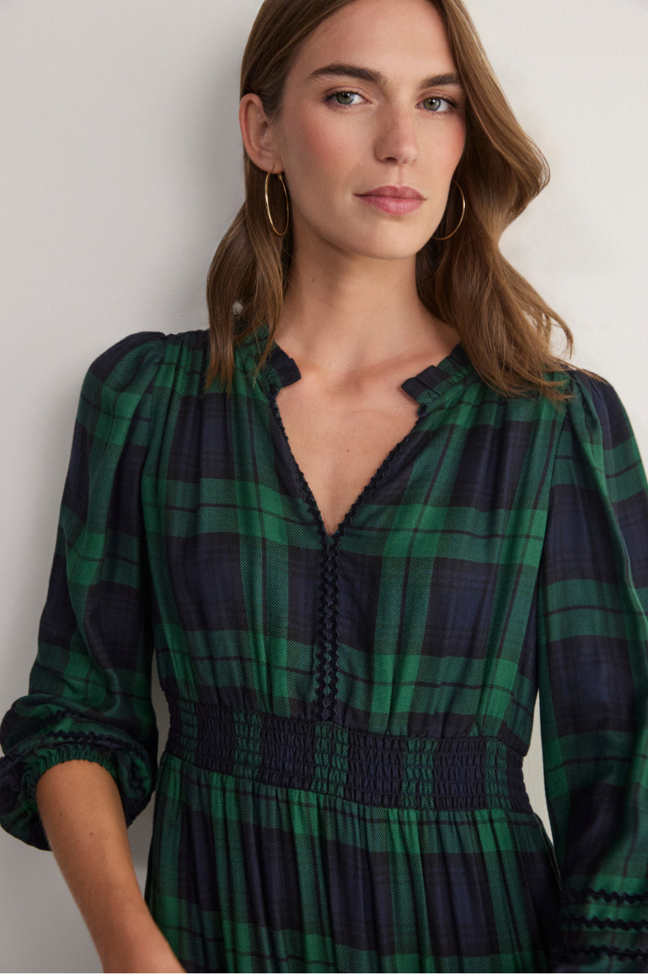 Georgina Dress - Midnight/Forest Check