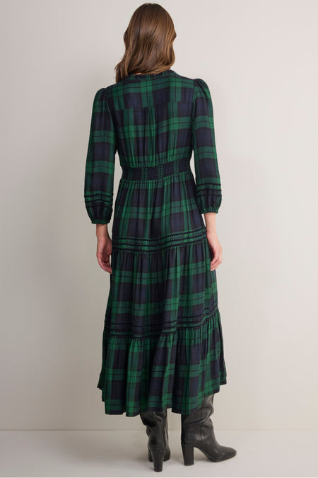 Georgina Dress - Midnight/Forest Check