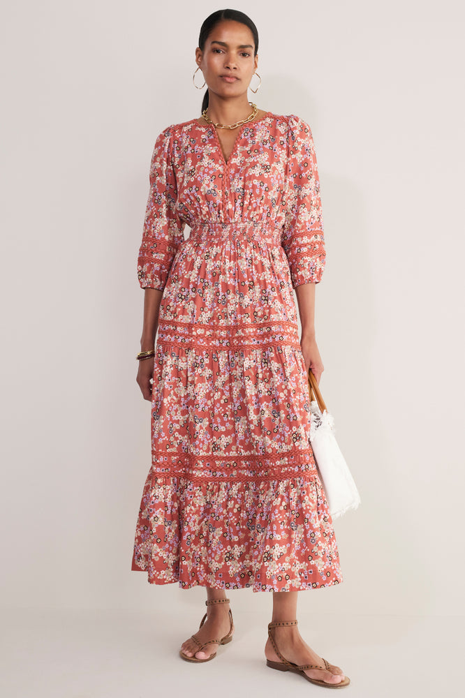 Georgina Dress - Warm Clay Layered Ditsy
