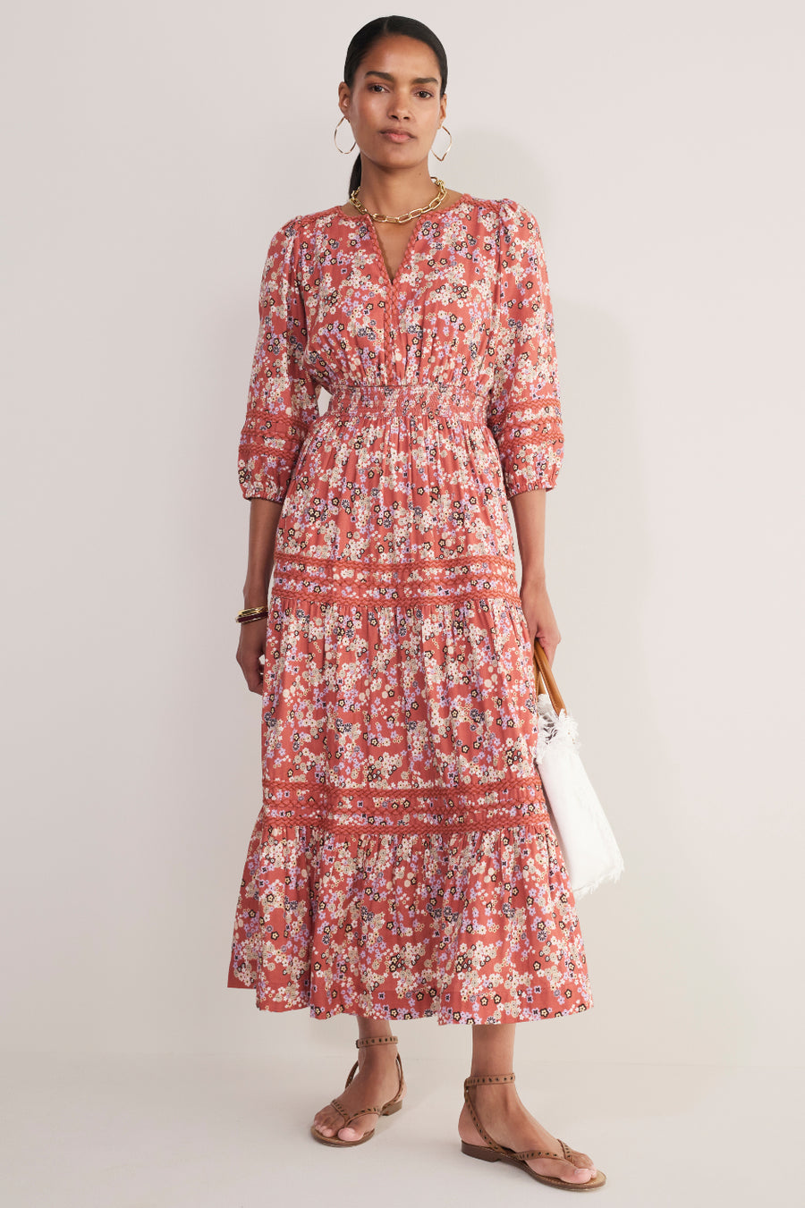 Georgina Dress - Warm Clay Layered Ditsy