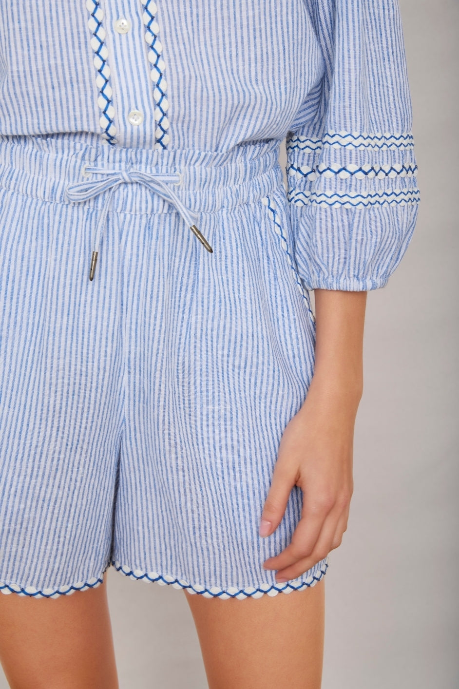Georgina Short - Blue/ Ivory Stripe