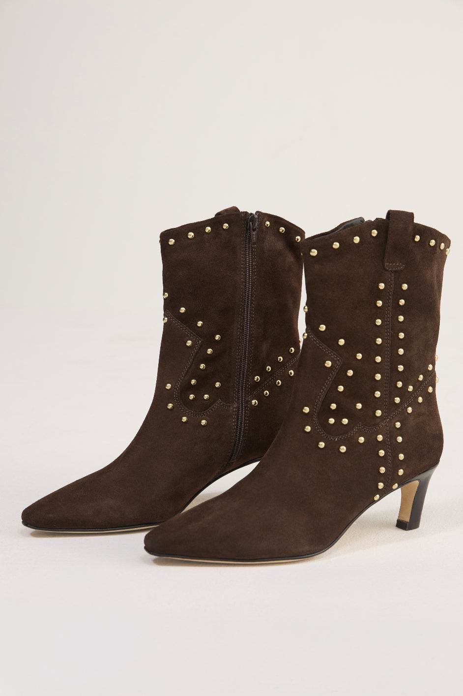 Goldie Studded Suede Ankle Boot - Chocolate