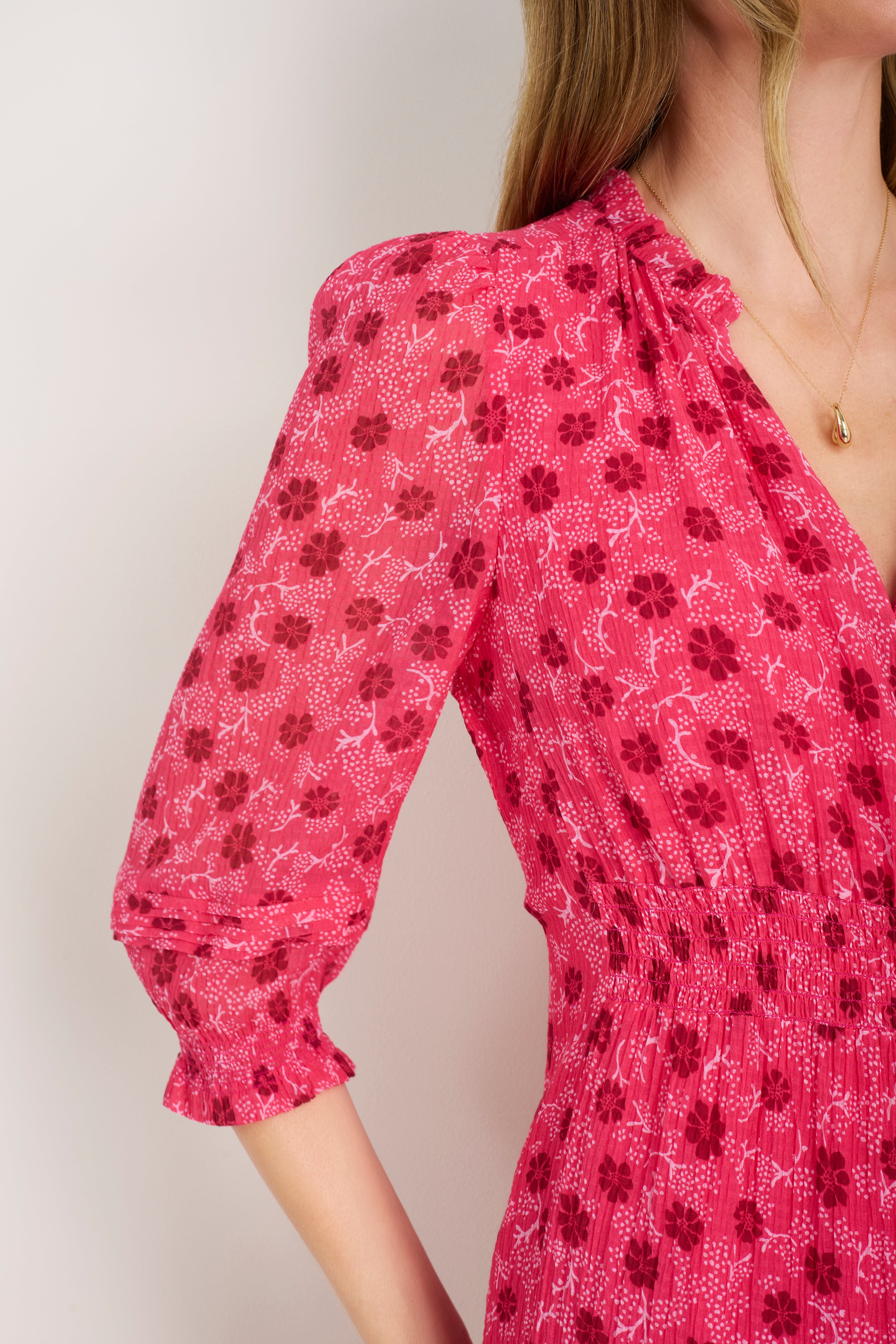 Grace Silk Blend Dress - Raspberry Wandering Daisy