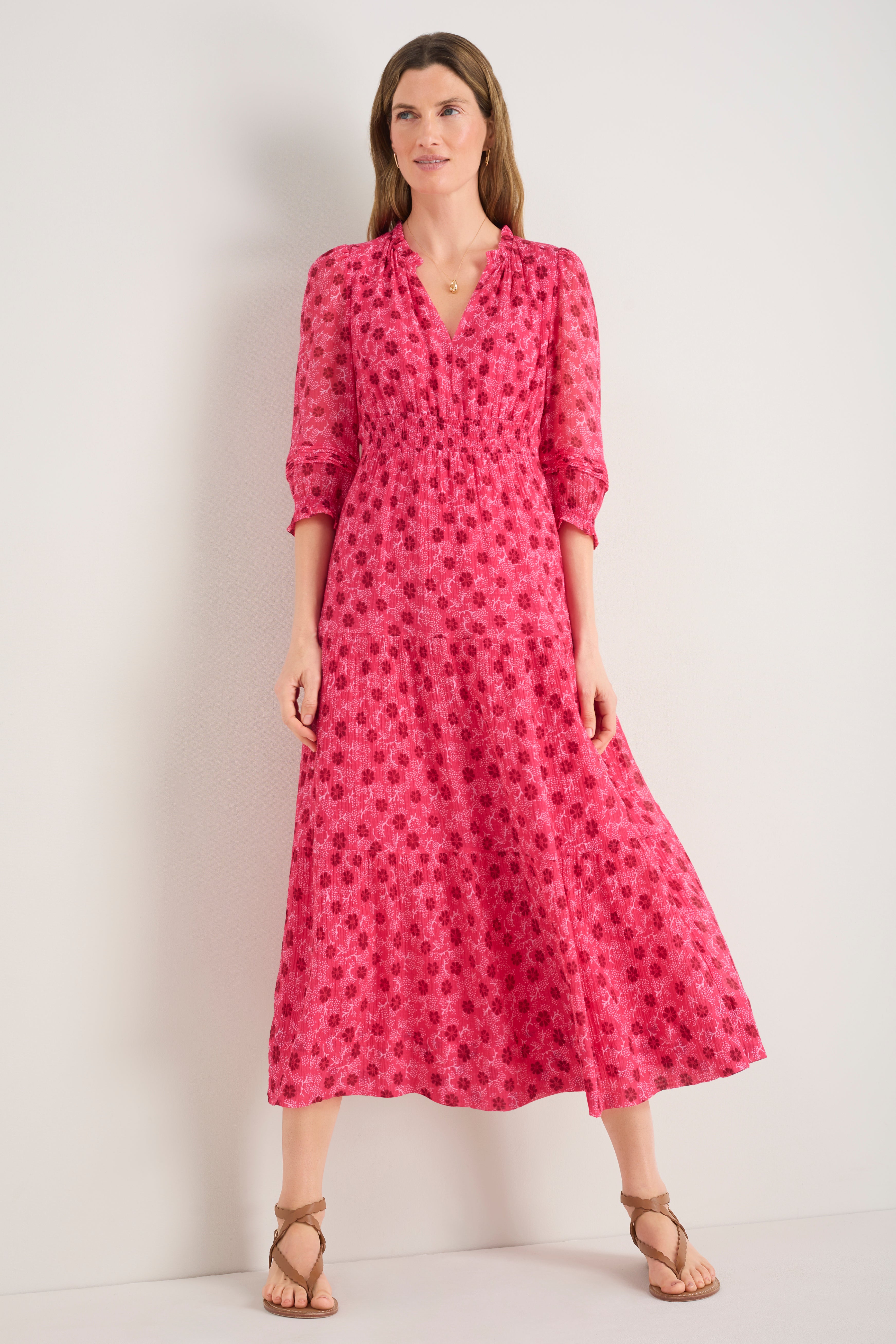 Grace Silk Blend Dress - Raspberry Wandering Daisy
