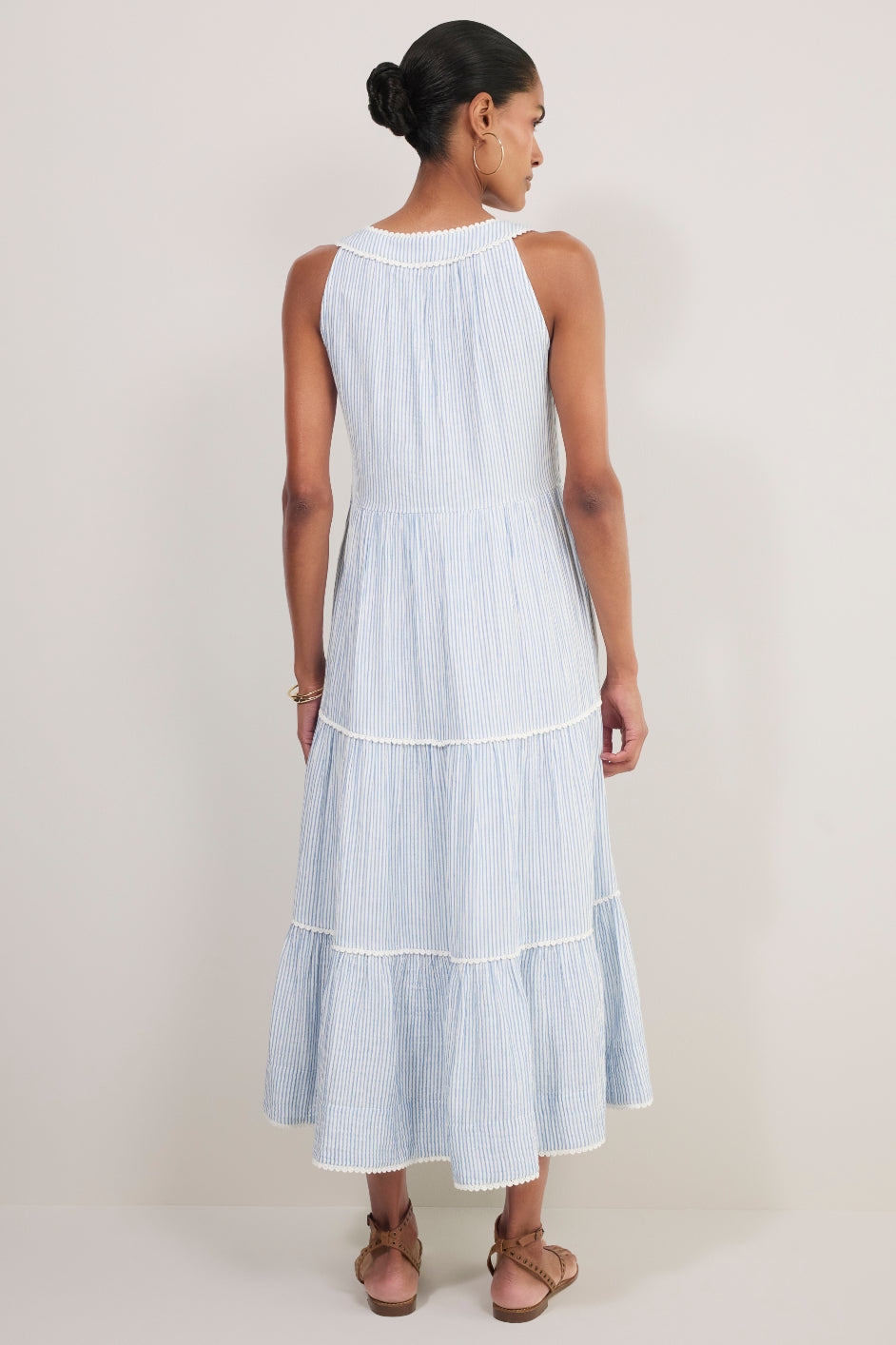 Hallie Halterneck Dress - Blue/White Stripe