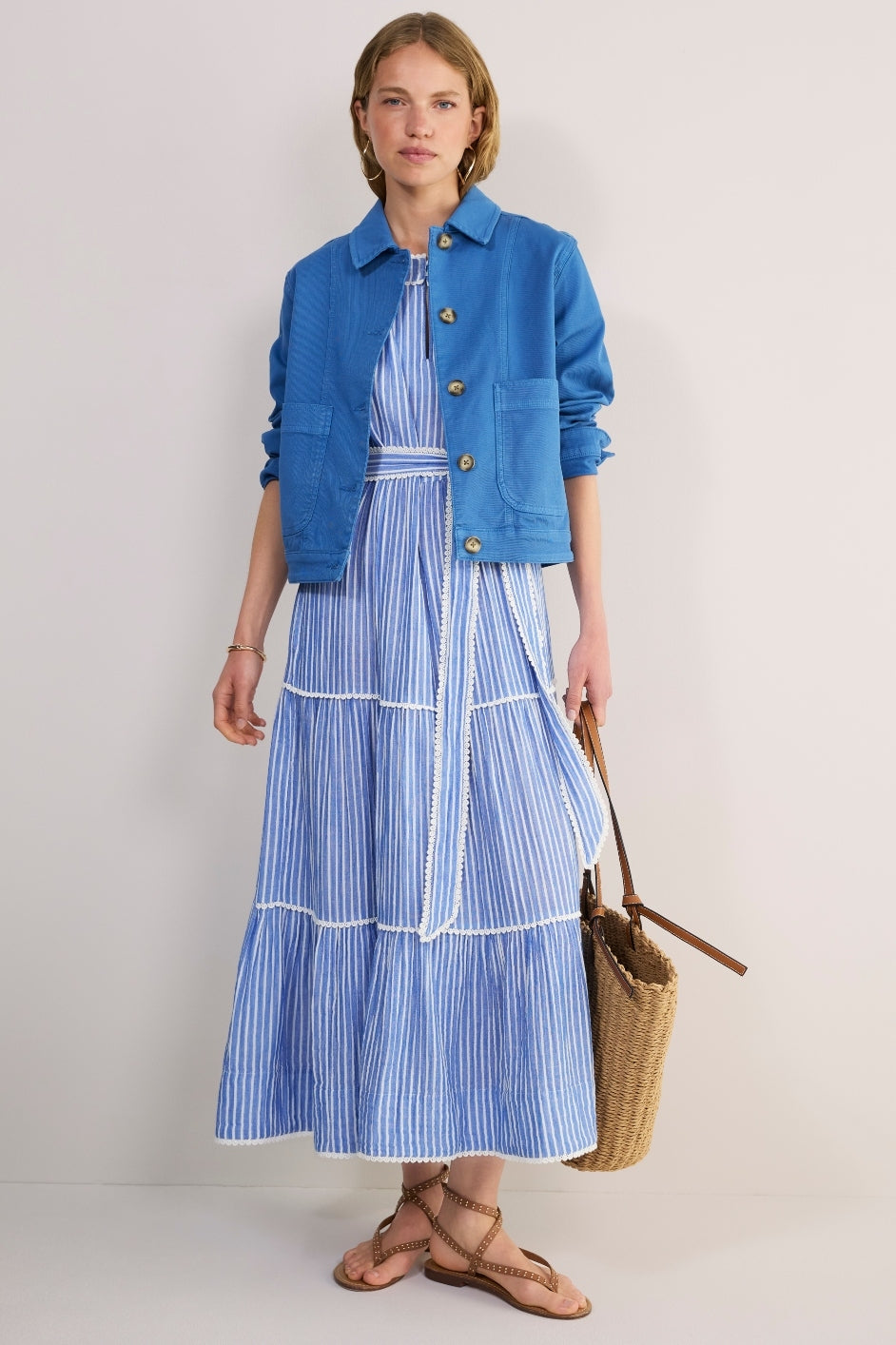 Hallie Halterneck Dress - Riviera Blue/White Stripe