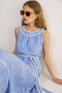 Hallie Halterneck Dress - Riviera Blue/White Stripe