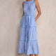 Hallie Halterneck Dress - Riviera Blue/White Stripe