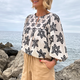 Asley Geo Blouse - Ivory/Black Ikat