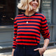 Cath x WYSE Brigitte Jumper - Tomato Red/Midnight Stripe