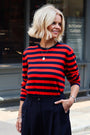 Cath x WYSE Brigitte Jumper - Tomato Red/Midnight Stripe