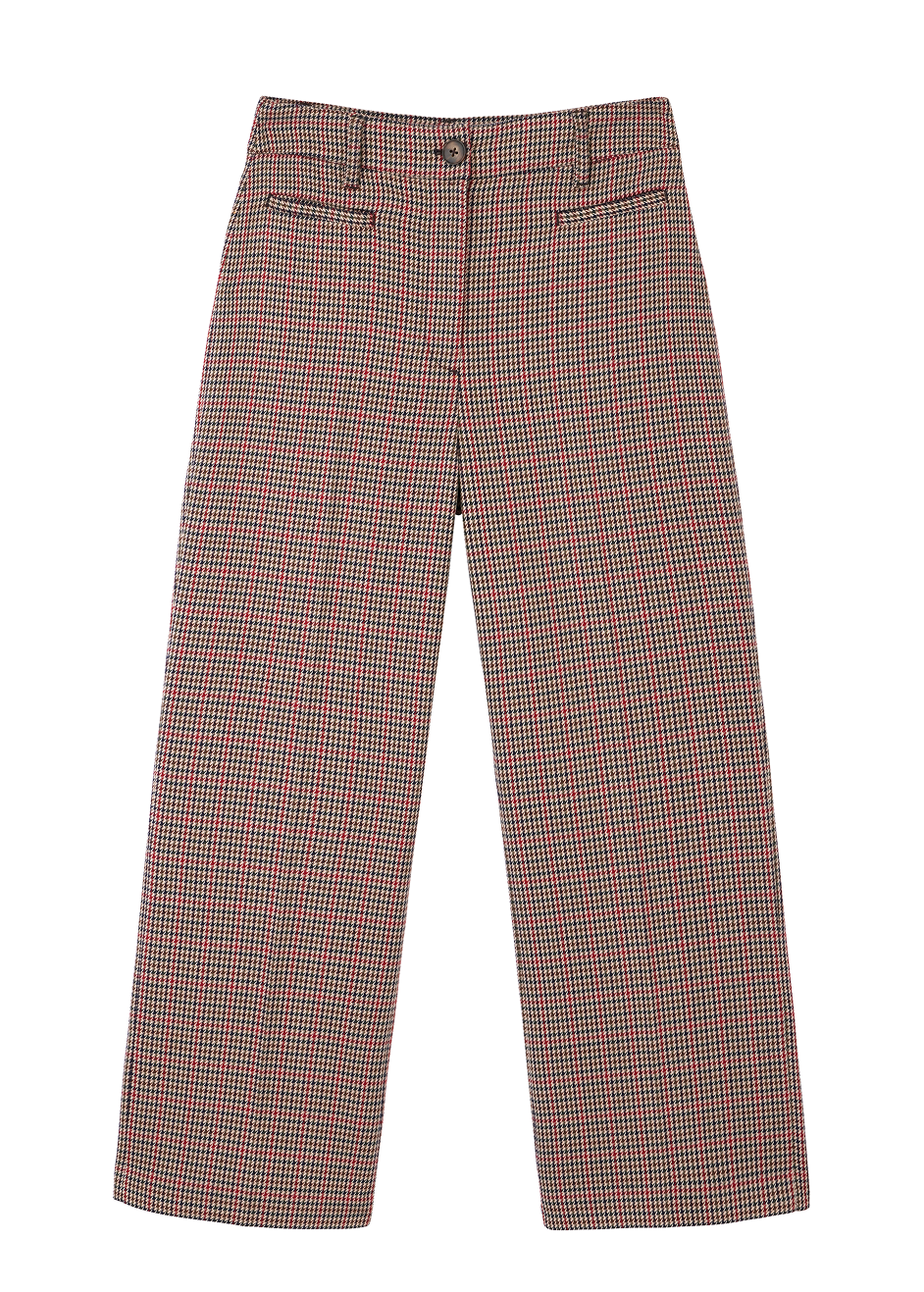 Ingrid Check Crop Trouser - Tan/Red Check