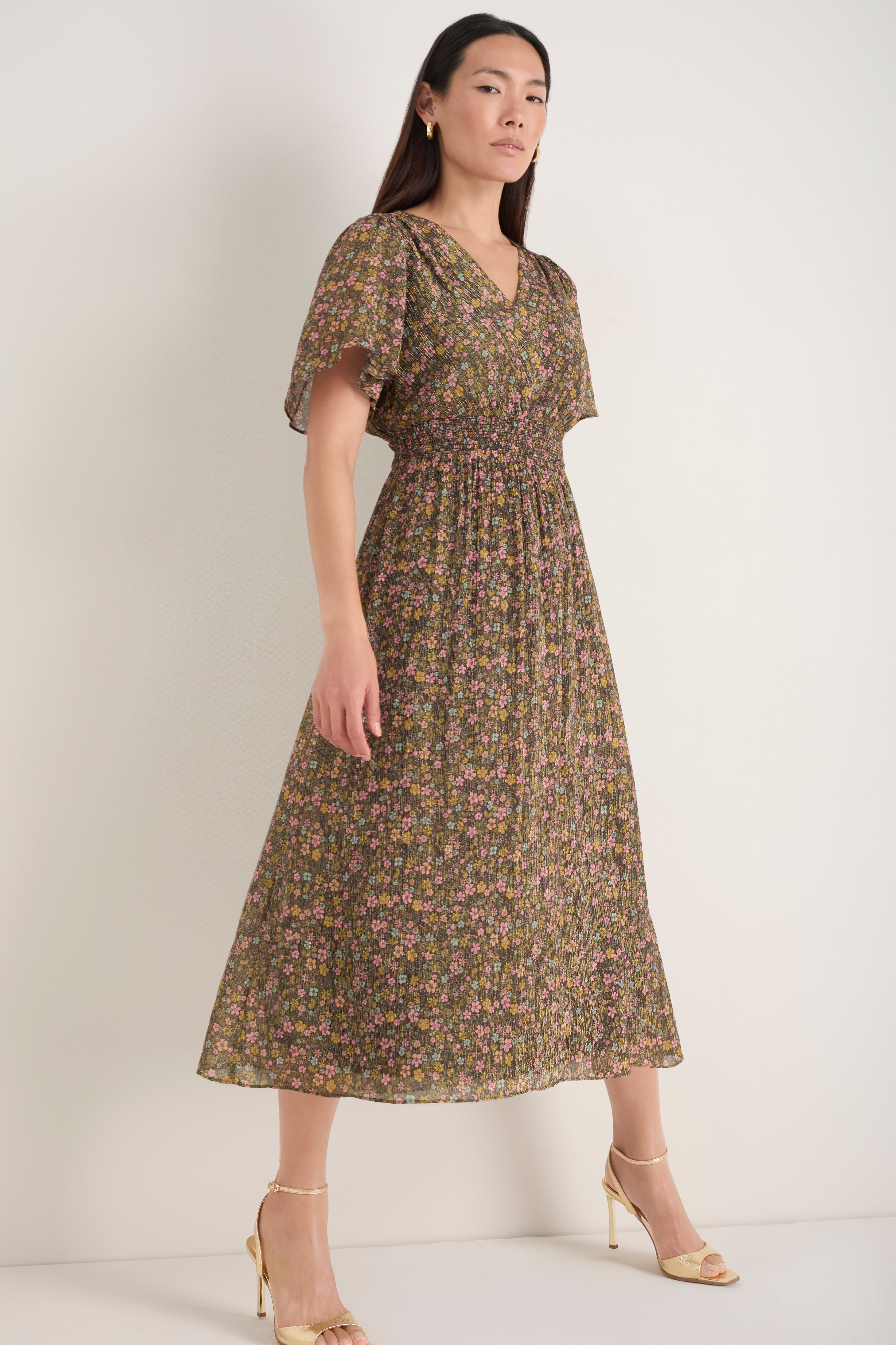 Iona Lame Dress - Retro Floral