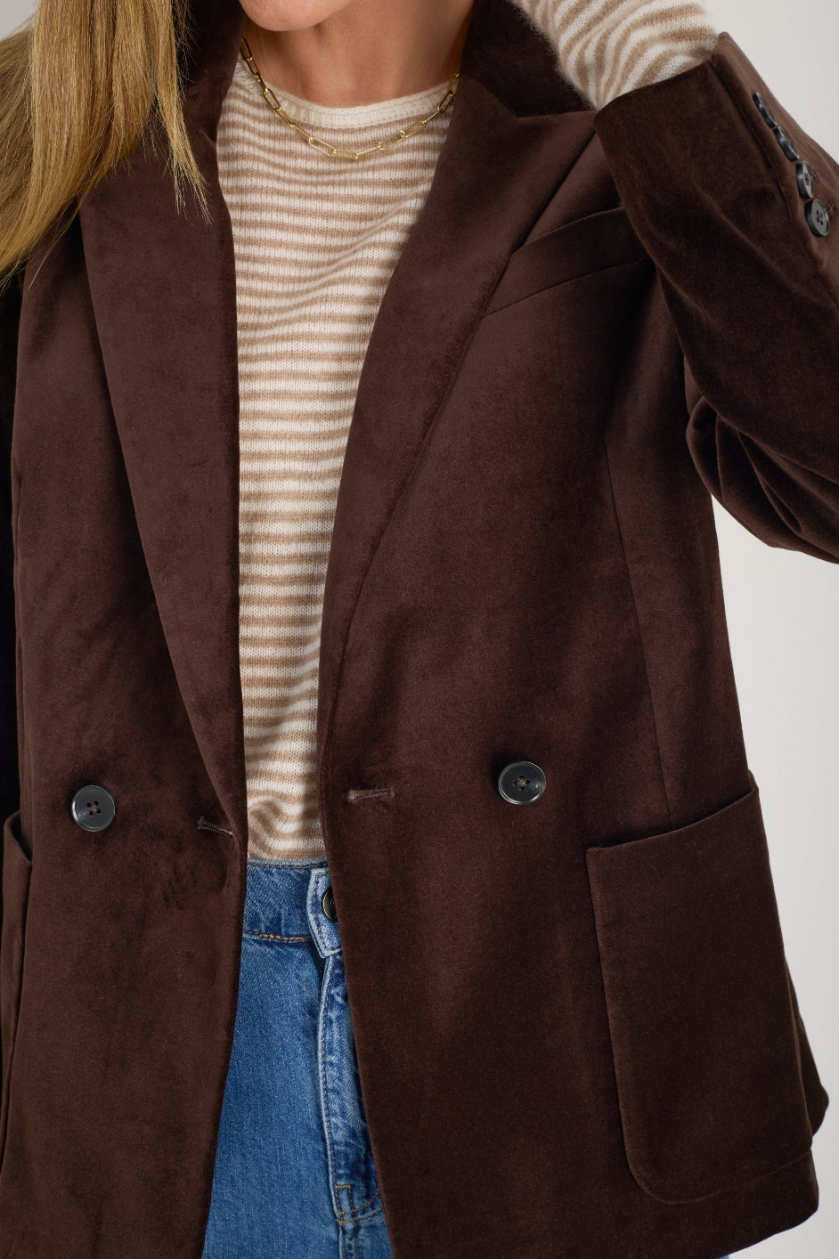 Iris Cotton Velvet Blazer - Cocoa