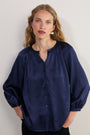 Isla Silk Satin Blouse - Midnight