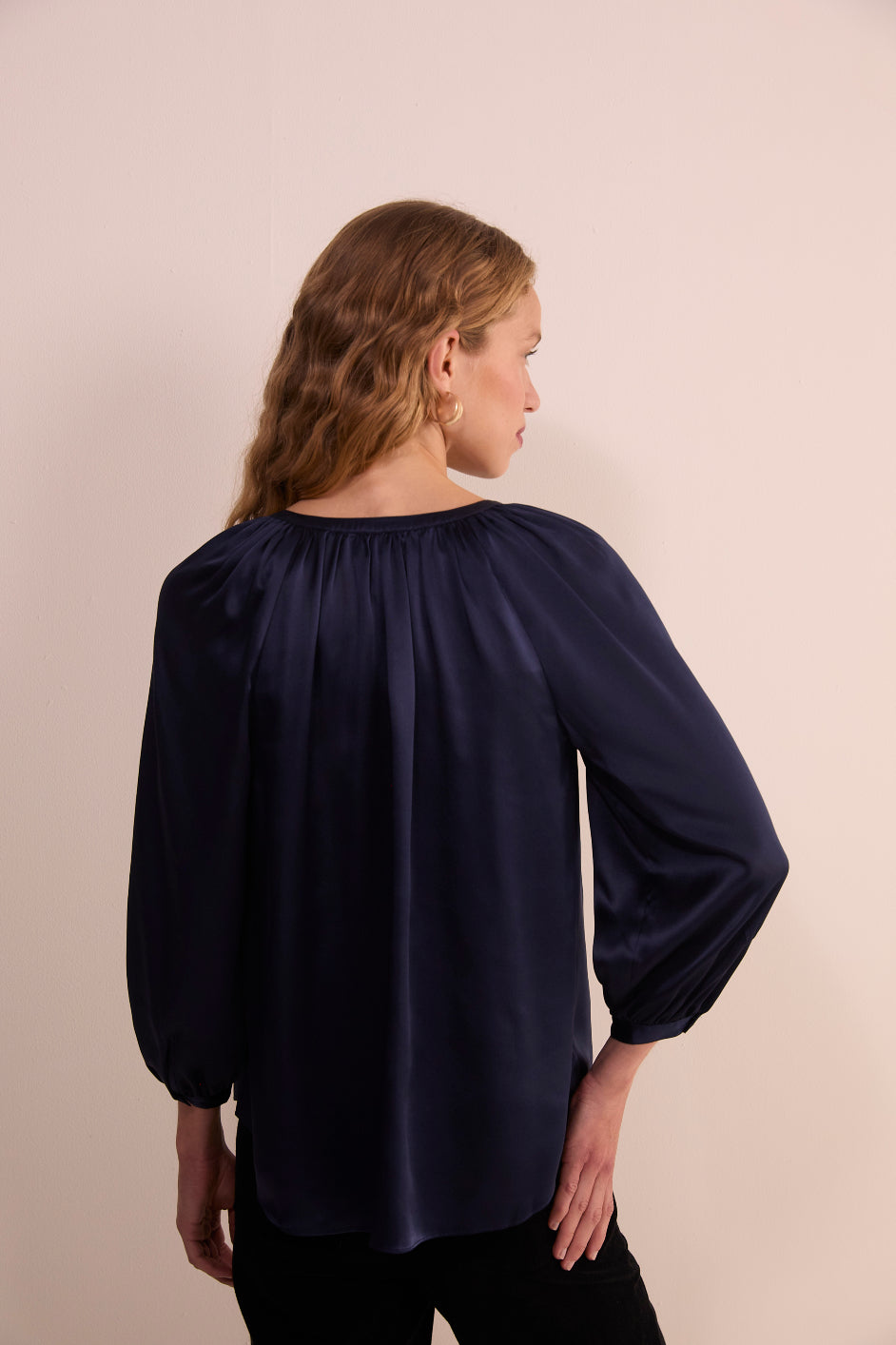 Isla Silk Satin Blouse - Midnight