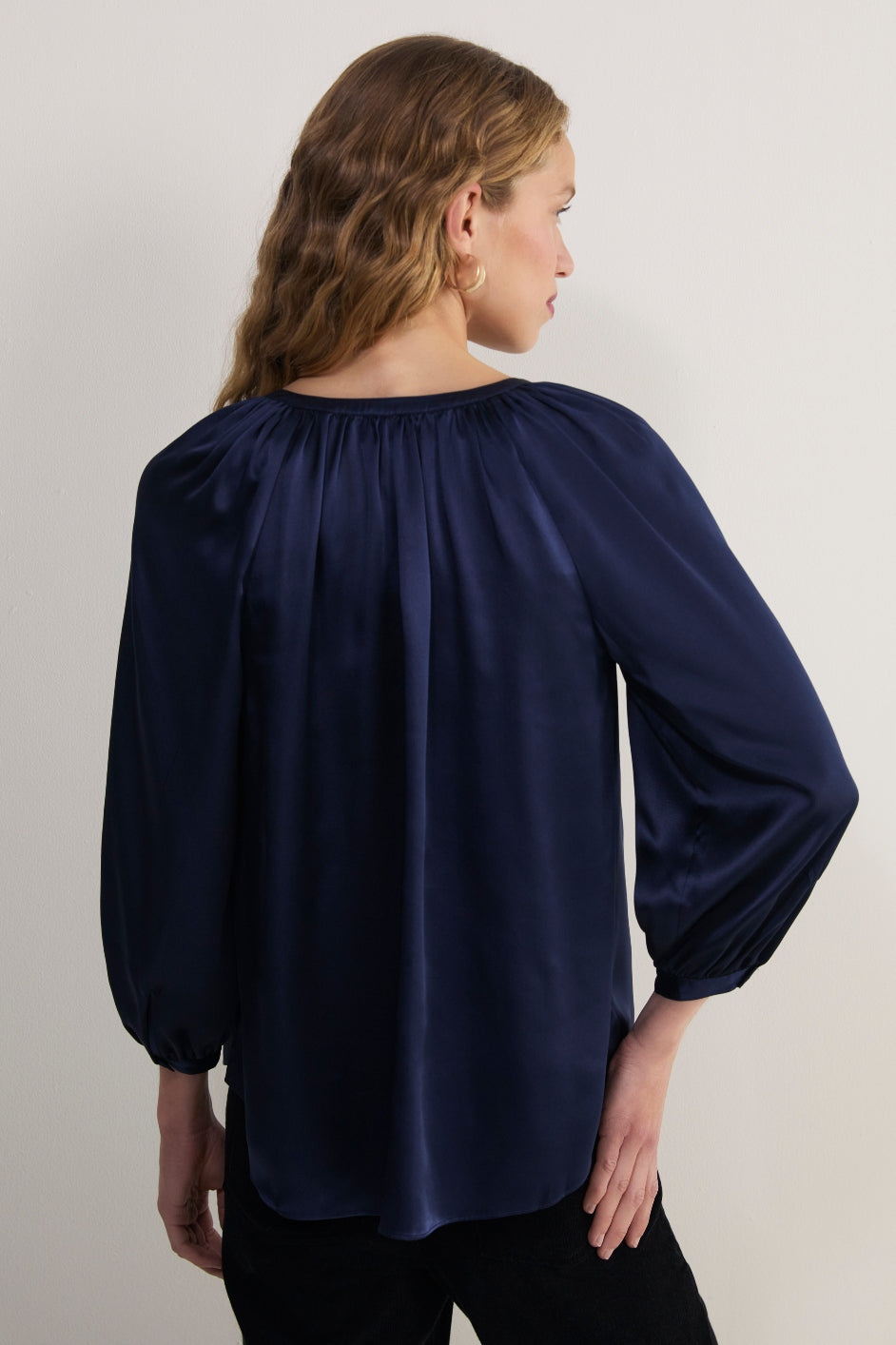 Isla Silk Satin Blouse - Midnight