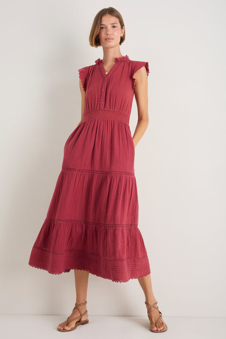 Jacinda Dress - Sangria Red