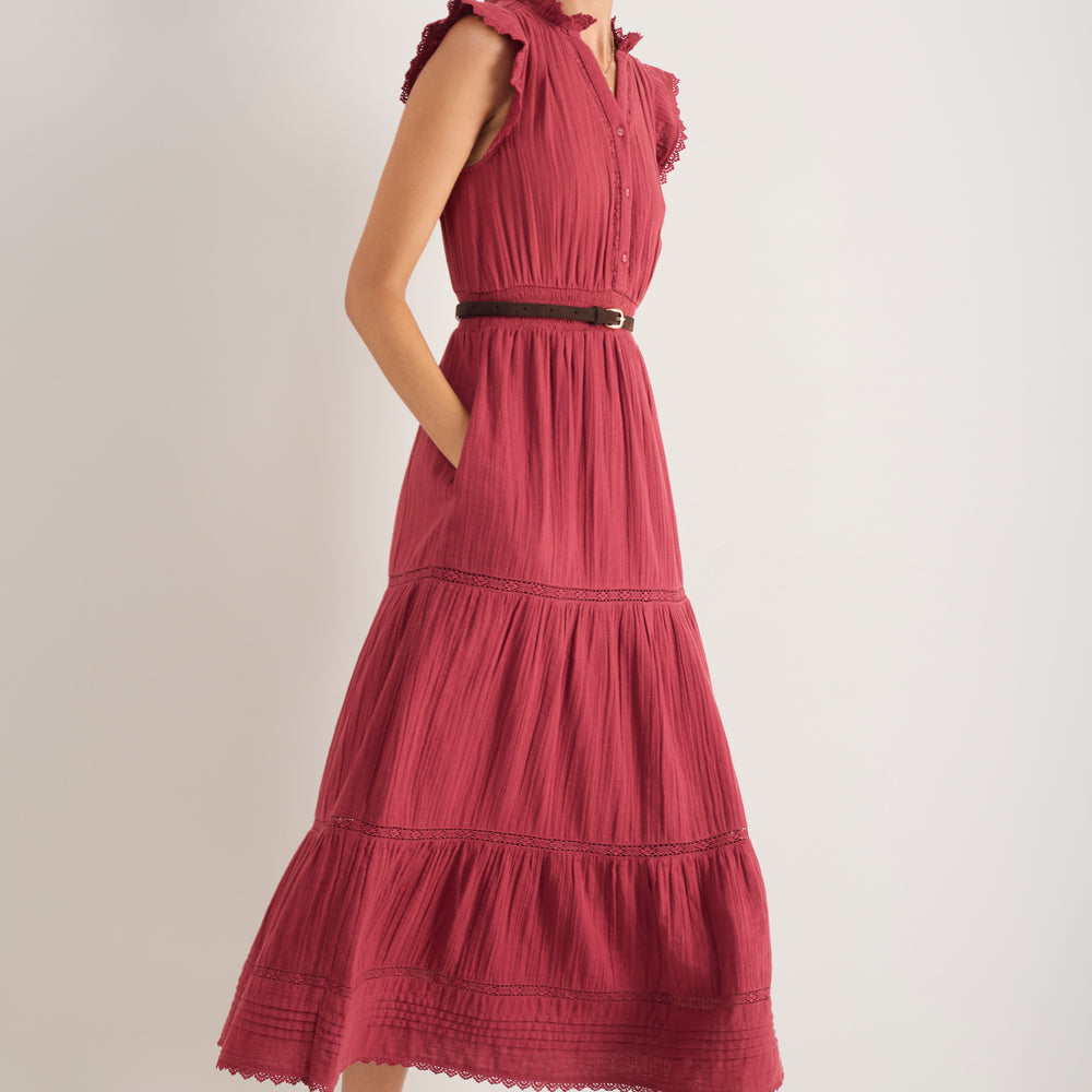 Jacinda Dress - Sangria Red