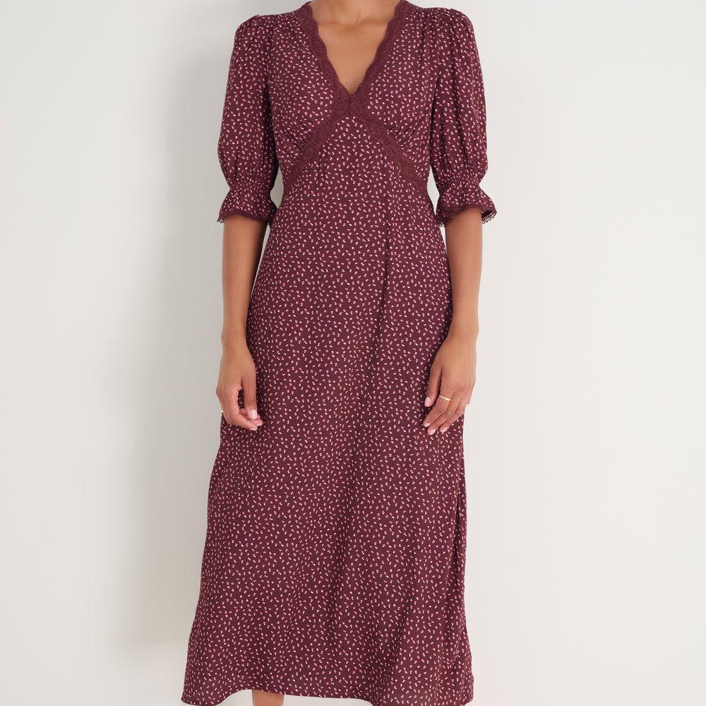 Jamie Dress - Merlot Seed Print