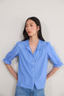 Juliette Lace Trim Jersey Mix Blouse - Blue