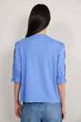 Juliette Lace Trim Jersey Mix Blouse - Blue