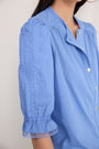 Juliette Lace Trim Jersey Mix Blouse - Blue