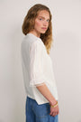 Juliette Lace Trim Jersey Mix Blouse - Ivory