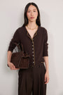 Katie Cashmere Cardigan - Chocolate Metallic Trim