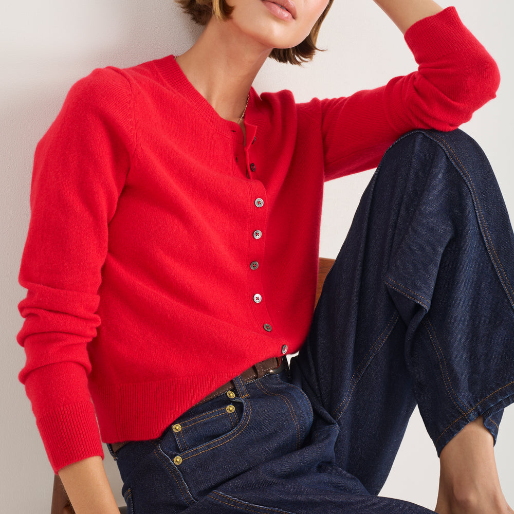 Katie Cashmere Cardigan - Poppy Red