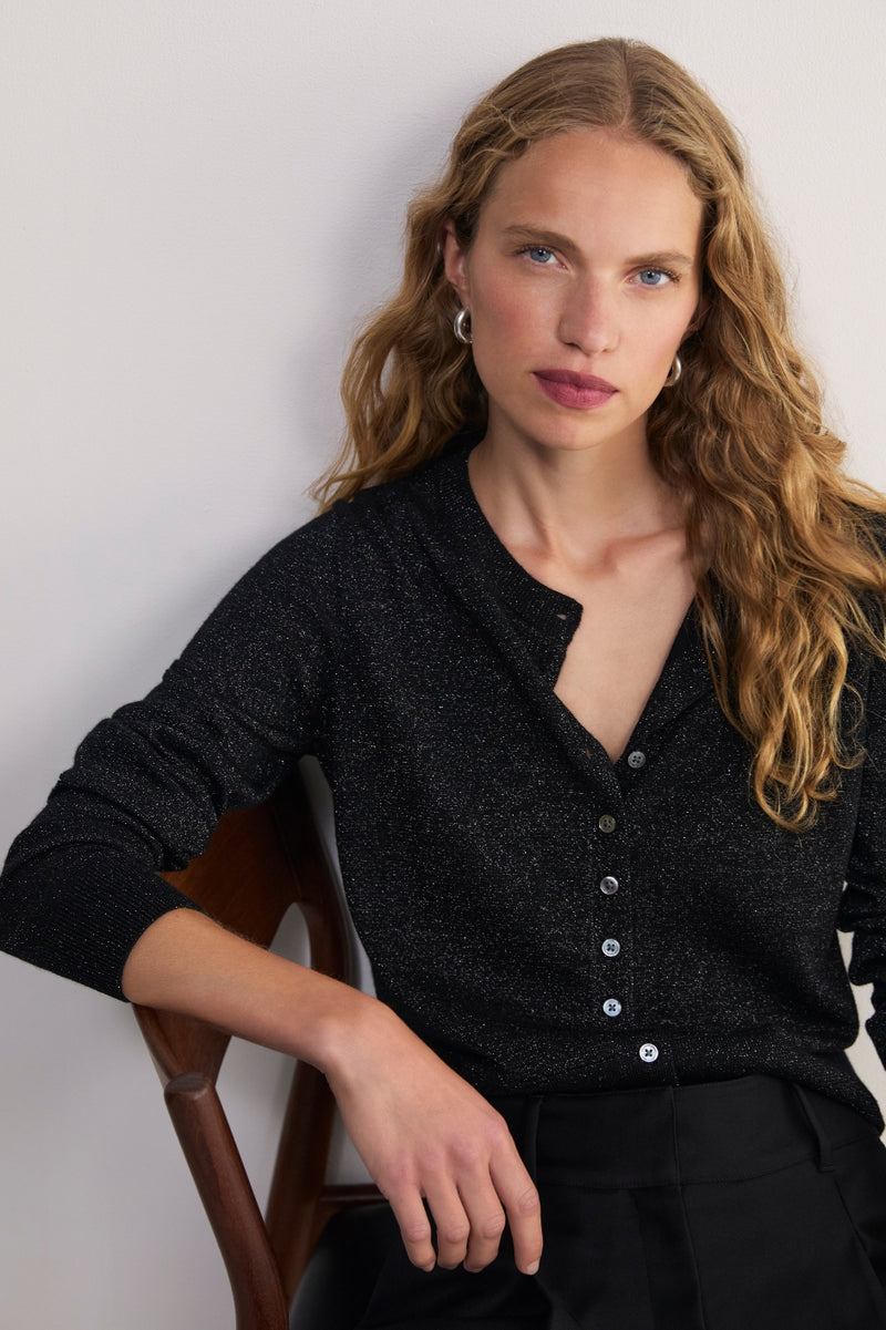Katie Merino Cardigan - Black Sparkle