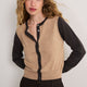 Katie Merino Cardigan - Chocolate/Oat Colourblock