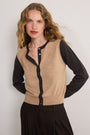 Katie Merino Cardigan - Chocolate/Oat Colourblock