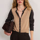 Katie Merino Cardigan - Chocolate/Oat Colourblock