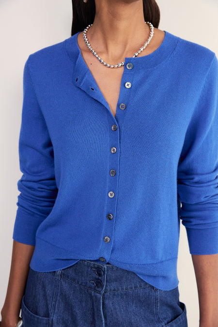 Katie Wool Cotton Cardigan - Soft Cobalt