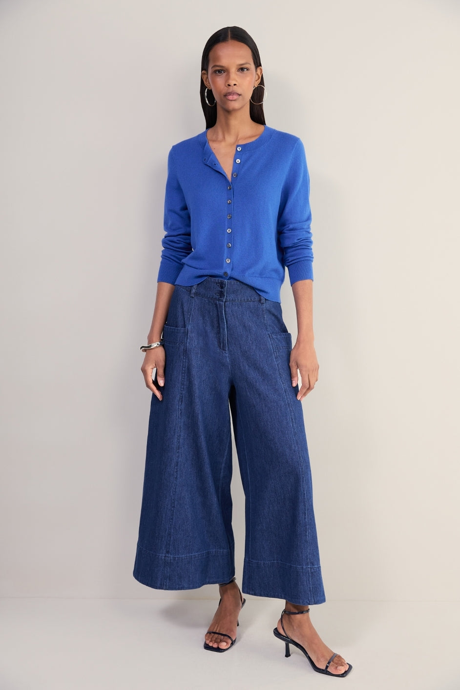 Katie Wool Cotton Cardigan - Soft Cobalt