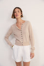 Katie Wool Cotton Cardigan - Taupe Marl