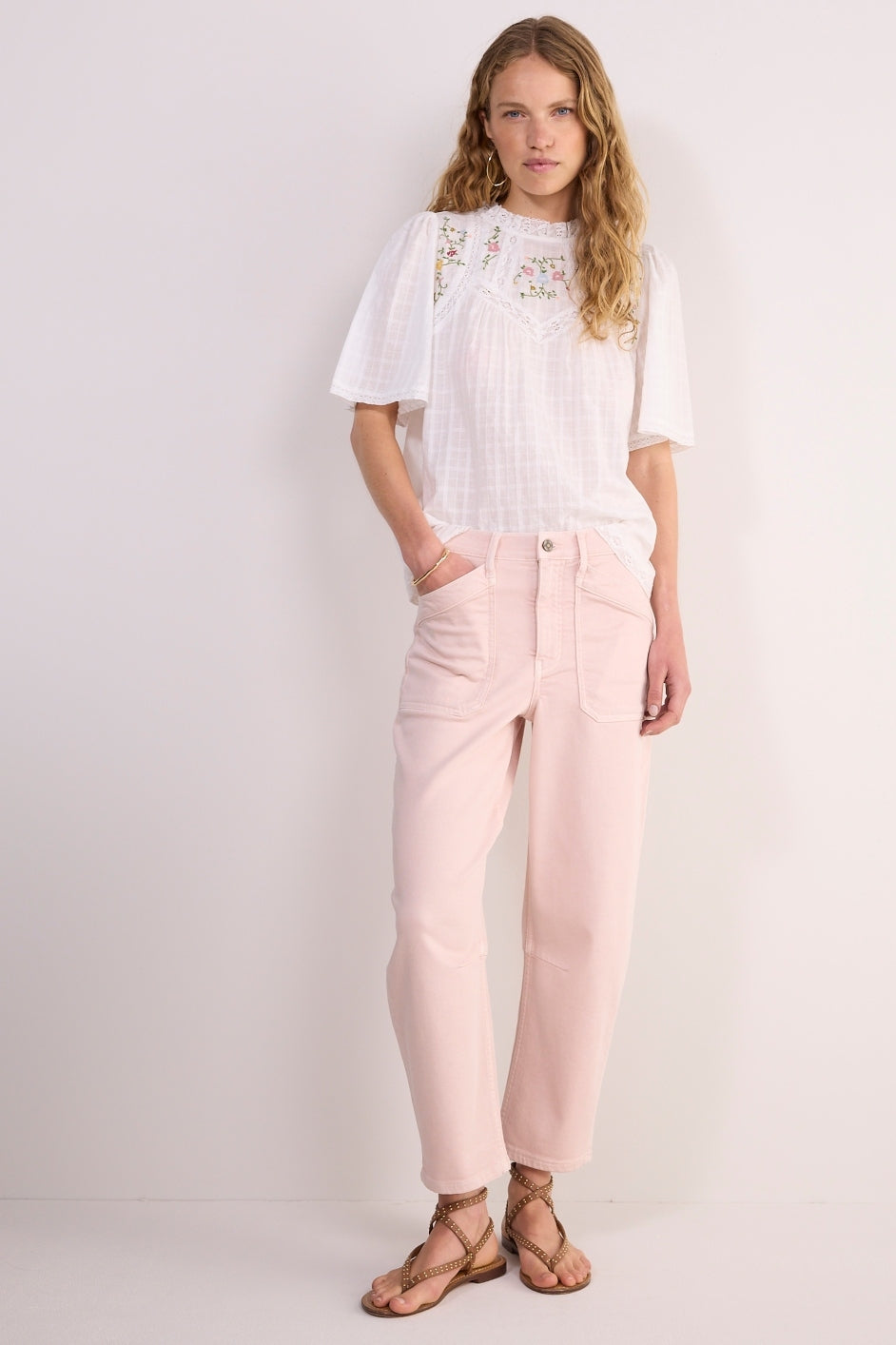 Kaya Cargo Barrel Jean - Dusky Pink