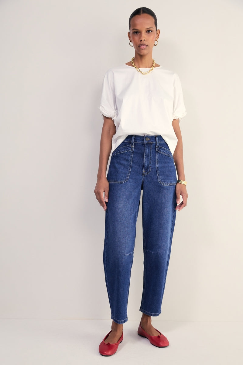 Kaya Cargo Barrel Jean - Mid Wash