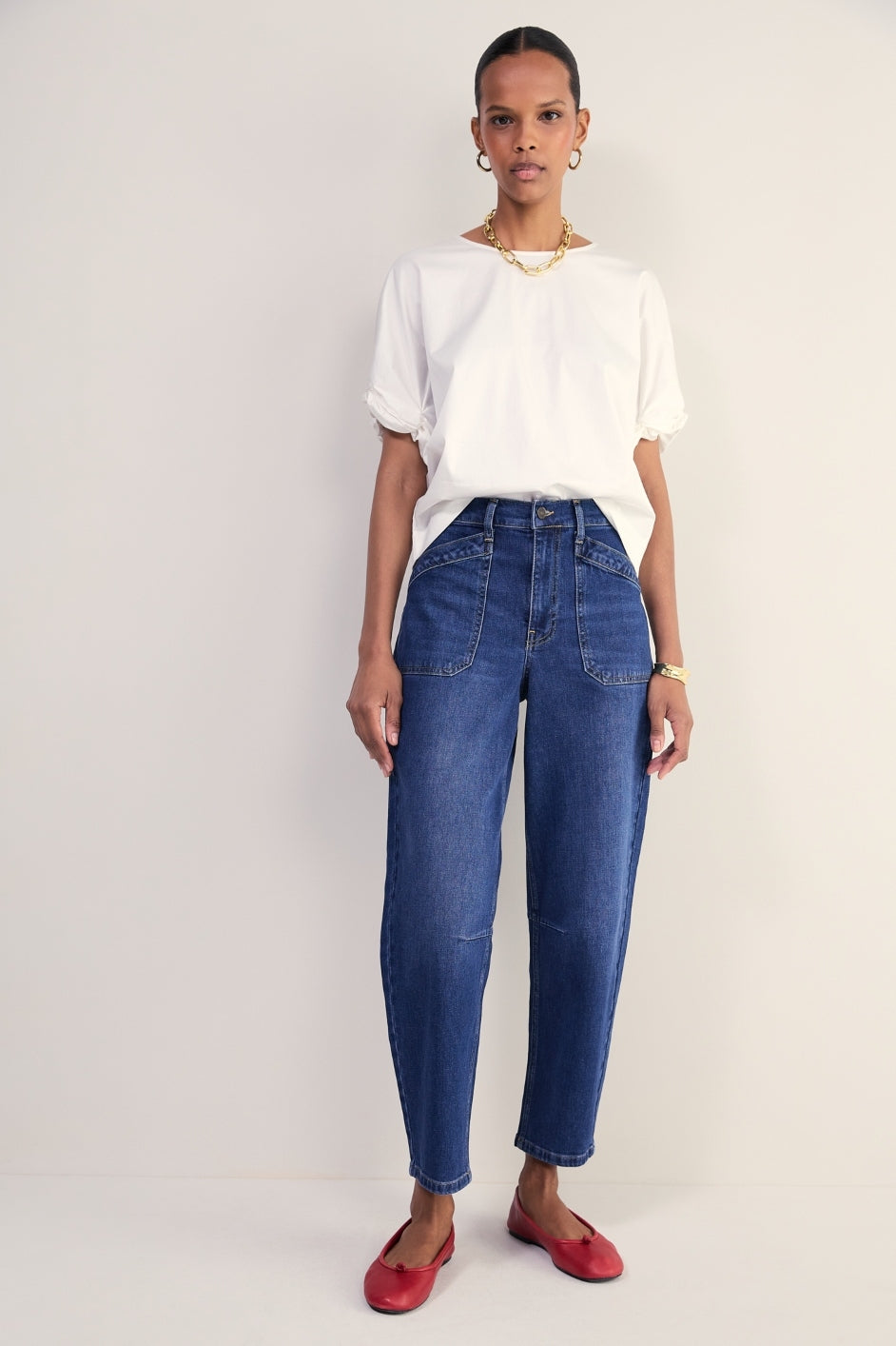 Kaya Cargo Barrel Jean - Mid Wash