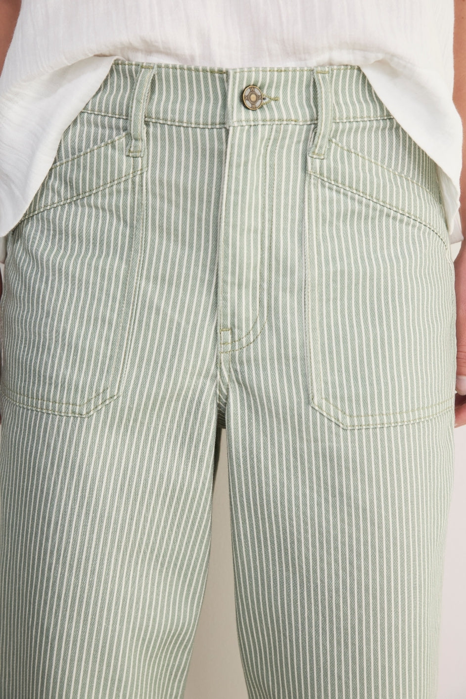Kaya Cargo Barrel Jean - Olive Stripe