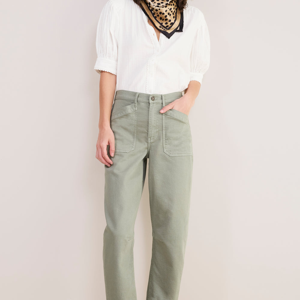 Kaya Cargo Barrel Jean - Sage Green