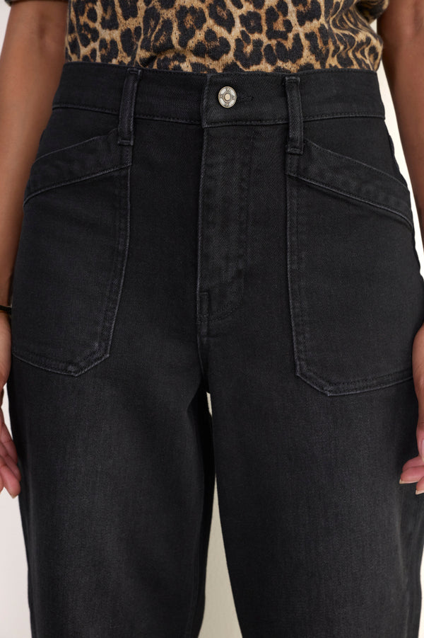 Kaya Cargo Barrel Jean - Washed Black